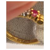 Sterling Silver Hoop Earrings with 18K Gold Overlay, Ruby and Diamond Accents