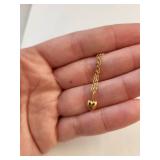 Gold Tone Heart Pendant Necklace with Chain, 1.78g