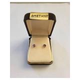 14k Gold Amethyst Earrings, 0.67 Grams