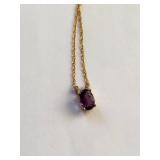 14k Gold Amethyst Necklace, 1.32 Grams