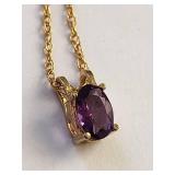 14k Gold Amethyst Necklace, 1.32 Grams