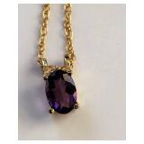 14k Gold Amethyst Necklace, 1.32 Grams