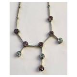 Sterling Silver Amethyst and Blue Topaz Necklace, 16 Inches