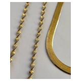 Set of 4 Sterling Silver Gold Plated Necklaces (One Broken)