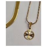 Set of 4 Sterling Silver Gold Plated Necklaces (One Broken)