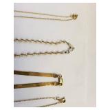 Set of 4 Sterling Silver Gold Plated Necklaces (One Broken)