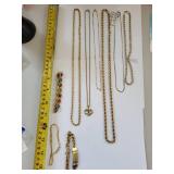 Collection of Gold Plated Necklaces and Bracelets with Decorative Accents