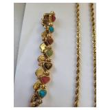 Collection of Gold Plated Necklaces and Bracelets with Decorative Accents