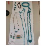 Lot of Turquoise Jewelry Necklaces, Bracelets, Earrings, and Ring