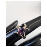 Set of 4 Sterling Silver Amethyst Rings