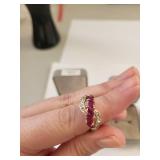 Set of 3 Sterling Silver Rings with Natural Ruby, Sapphire, and Cubic Zirconia Size 7