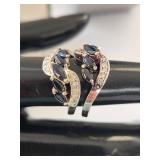 Set of 3 Sterling Silver Rings with Natural Ruby, Sapphire, and Cubic Zirconia Size 7