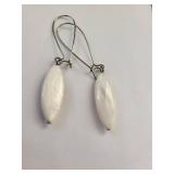 Sterling Silver Mother of Pearl Shell Necklace and Earrings Set, 18 Inches