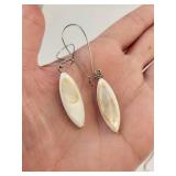 Sterling Silver Mother of Pearl Shell Necklace and Earrings Set, 18 Inches