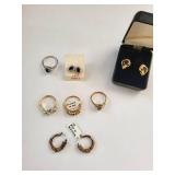 Set of Gold & Silver Plated Gemstone Rings and Earrings with Cubic Zirconia