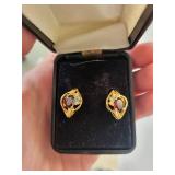 Set of Gold & Silver Plated Gemstone Rings and Earrings with Cubic Zirconia