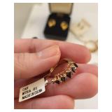 Set of Gold & Silver Plated Gemstone Rings and Earrings with Cubic Zirconia