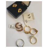 Set of Gold & Silver Plated Gemstone Rings and Earrings with Cubic Zirconia
