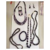 Amethyst Beaded Necklaces, Bracelets, and Earrings Set