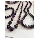 Amethyst Beaded Necklaces, Bracelets, and Earrings Set