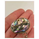 Sterling Silver Abalone Shell Small Pill Box and Pendant