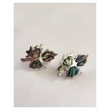 Sterling Silver Abalone Shell Screw Back Earrings