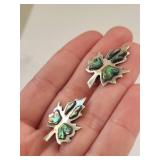 Sterling Silver Abalone Shell Screw Back Earrings