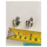 Sterling Silver Abalone Shell Screw Back Earrings