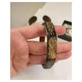 Group of 3 Brass Bracelets and Brass Unicorn Belt Buckle
