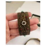 Group of 3 Brass Bracelets and Brass Unicorn Belt Buckle