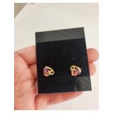 14K Gold Ruby and Diamond Earrings, 2.08 Grams