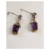 Sterling Silver Amethyst Earrings and Necklace Set