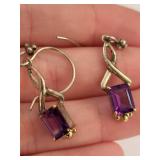 Sterling Silver Amethyst Earrings and Necklace Set
