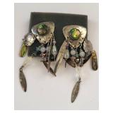 Sterling Silver Abalone Shell and Fused Glass Earrings Set
