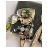 Sterling Silver Abalone Shell and Fused Glass Earrings Set