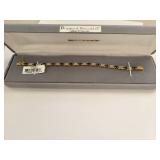 7.5 Inch Sterling Silver Gold Plated Natural Sapphire and Diamond Bracelet