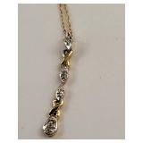 10K Gold Necklace with Diamonds, 18 Inches, 0.86 Grams