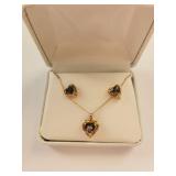 10K Gold Mystic Topaz Diamond Necklace and Earring Set, 18 Inches, 3.75 Grams