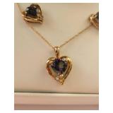 10K Gold Mystic Topaz Diamond Necklace and Earring Set, 18 Inches, 3.75 Grams