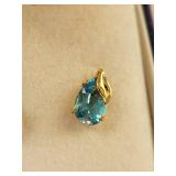 10K Gold Blue Topaz Earrings, 0.76 Grams