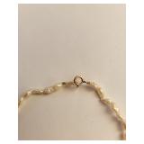 14K Gold Seed Pearl and Onyx Necklace and Earring Set