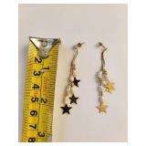 14K Gold Seed Pearl Star Drop Earrings, 2.3 Grams