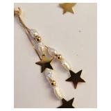 14K Gold Seed Pearl Star Drop Earrings, 2.3 Grams