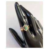 14K Gold Emerald Ring with Diamond Accents, Size 8, 3.36 Grams