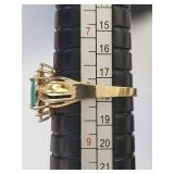 14K Gold Emerald Ring with Diamond Accents, Size 8, 3.36 Grams