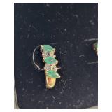 14K Gold Emerald and Diamond Earrings, 1.91 Grams