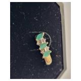 14K Gold Emerald and Diamond Earrings, 1.91 Grams