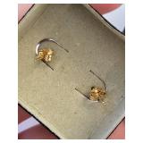 14K Gold Emerald and Diamond Earrings, 1.91 Grams