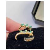 14K Gold Emerald and Diamond Earrings, 1.91 Grams