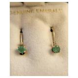 14k Gold Emerald and Diamond Earrings, 0.67 Grams